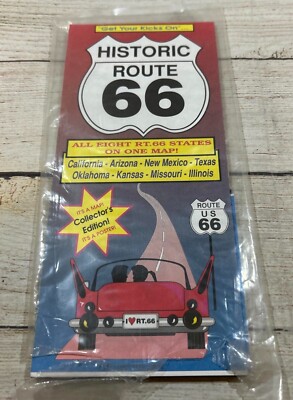 Vintage Pro-Map Historic Route 66 Map / Poster 1994 All 8 States on one Map Tb12
