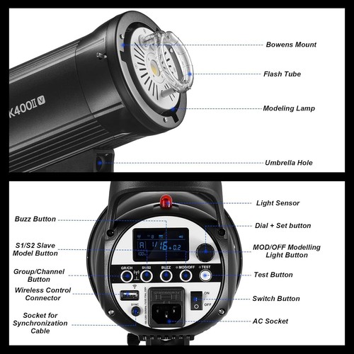 Godox SK400II-V Upgraded 400Ws Strobe Studio Flash, GN65 5700K Pro Studio Flash - Picture 7 of 8