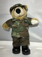 Vintage JJ Wind Patriot Bear Army Soldier Plush Toy 11" Green Camouflage 1994