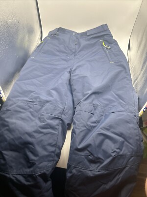 Teens Size Water-Resistant Snow Pants XXL 14-16 Blue Lime Green Accents