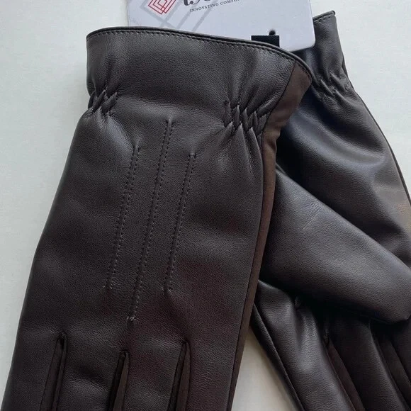 Guante Isotoner Hombre Marrón Imitación Cuero Reunido Muñeca SmarTouch (A736K1) Talla M/L Foto 4 de 4