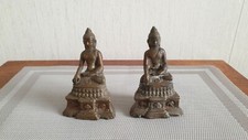 PAIR OF ANTIQUE BRASS BUDDAH STATUETTES