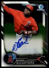 2016 Bowman Draft Chrome Pick Autographs Victor Alcantara Auto Peoria Chiefs