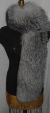 Real Blue Frost Fox Fur Scarf Boa Wrap Stole Indigo Fling Manufactured in US