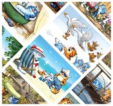 Set of 10 4x6 Exclusive Blue Cat Postcards by...
