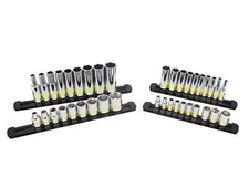 Astro 4138 38pc HiVis Glowing 1/4 & 3/8 Dr. Shallow & Deep 6pt Socket Set SAE