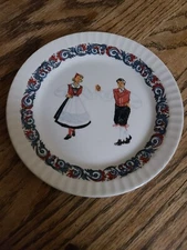 1950s Figgjo Flint HARDANGER DANCERS Bread & Butter Scalloped Edge Plate Norway