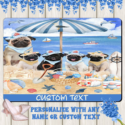 Pug Dog Floor Mat Personalized Pet Door Mat Valentine Day NWT