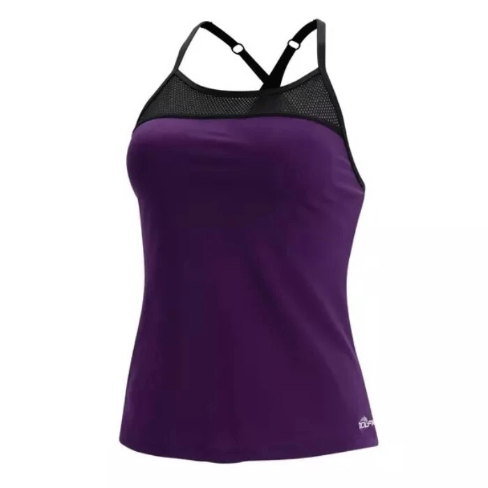 Tankini Dolfin M Aquashape sólido triplo crossback roxo e preto #110084 novo com etiquetas - Imagem 3 de 3