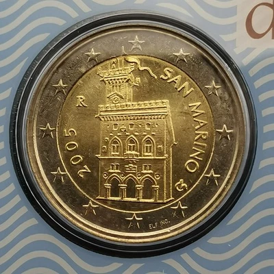 2 EUROS 2005 BU 1er Type 1ère carte SAINT MARIN 210000 Ex. ISSUE DU COFFRET / SA - Photo 1/2