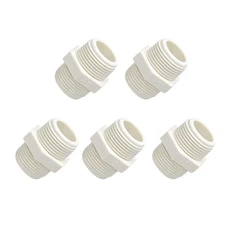 PVC Hose Adapter,(G3/4 x G3/4 Male Thread) 5Pcs,for Water Supplies Build,White