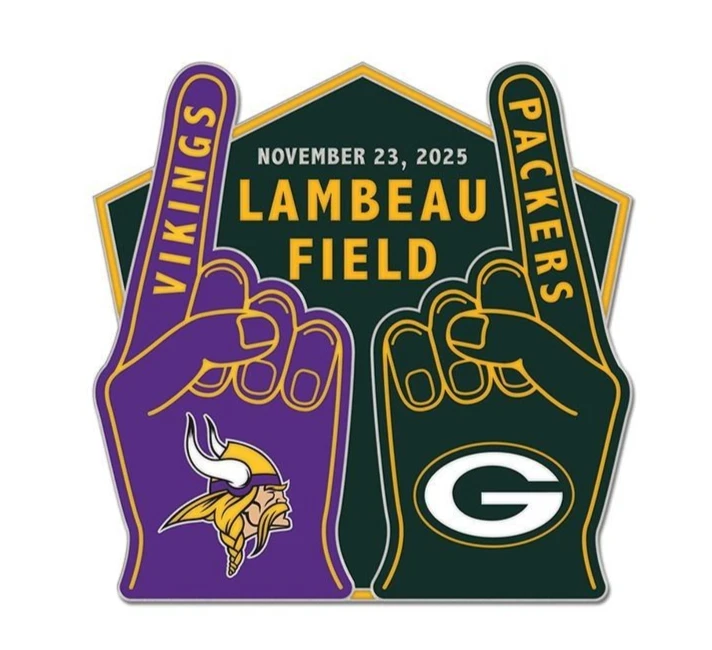 Minnesota Vikings VS Green Bay Packers Game day Pin 11/23/2025 Lambeau Field - Image 2 of 2