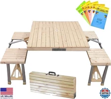 Folding Picnic Table, Aluminum Foldable Table, Camping Table with Seats and