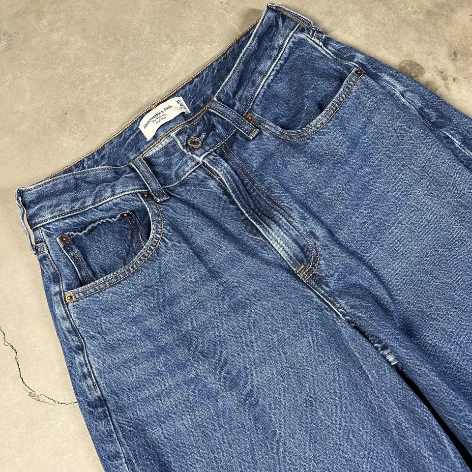 Pantalones de mezclilla Abercrombie & Fitch The Wide Leg tiro alto para mujer 27/4 Curve Love Foto 4 de 4