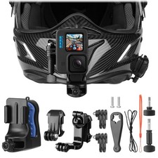Action Camera Chin Mount for Motorcycle and Dirt Bike Helmet   360  Black