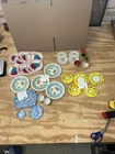 Lot of 34 Pieces Vintage Ohio Art Chein Tin Tea Cups Saucers Plates Treat