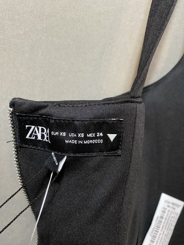 NWT ZARA Women Strap Square Neck Zipper Boning Corset Style Crop Top SZ XS Black - Picture 9 of 16