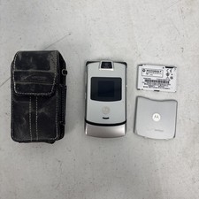 Motorola RAZR V3m Verizon Flip Phone Silver/Black - For Parts - Untested