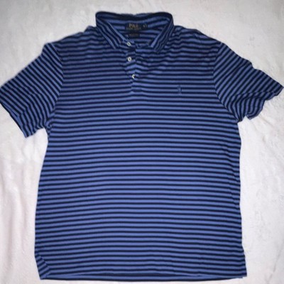 Polo Ralph Lauren Pima Soft Touch Blue Navy Striped Short Sleeve Polo Shirt XL