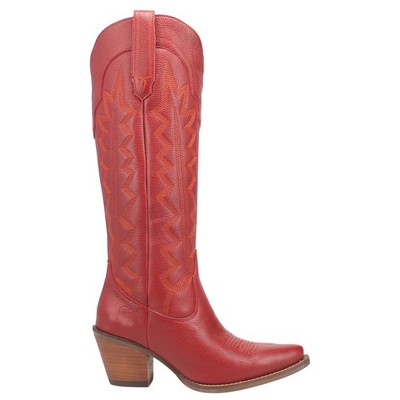 Dingo High Cotton Embroidered Snip Toe Pull On Cowboy  Womens Red Casual Boots D