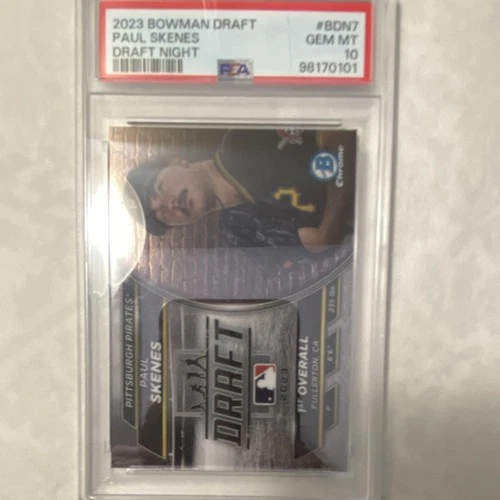 Bowman 2023 Draft Chrome Rookie Draft Night Paul Skenes #BDN-7 PSA 10 Pirates