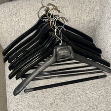 Lot Of 10 Black Wooden Hangers Saville Row, Neiman Marcus, Saks 5th Ave, J Crew