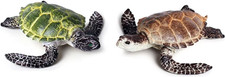 2 Pcs Realistic Ocean Turtle Model Toys, Simulated Sea Life Turtle Animals Figur