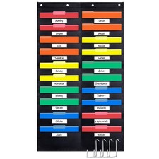 Opret 20 Pockets Storage Pocket Chart with 20 Nametag Pockets, Hanging Wall F...
