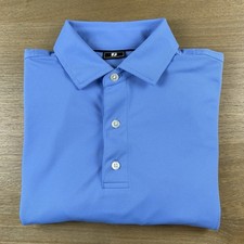 FootJoy FJ Golf Polo Shirt Men M Lisle Solid Blue Performance Stretch