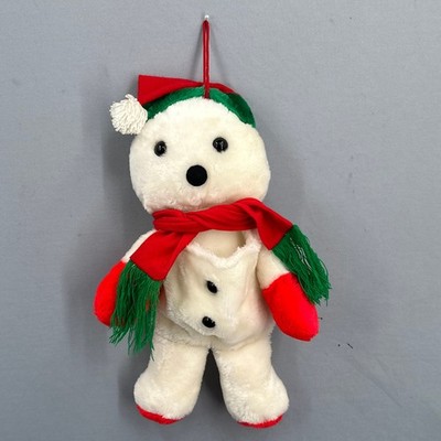 VTG Snowman Belly Pocket Christmas Stocking Red Green Plush 17  White 3D Y2K 90s