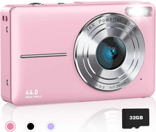 Digital Camera for Kids, 1080P FHD Camera, 44MP Point 32GB Card Anti Shake