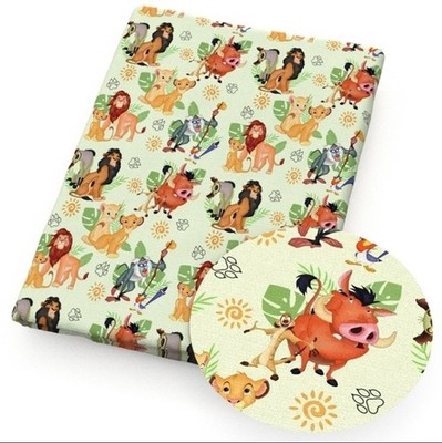 Lion King Cartoon Polyester Cotton blend fabric 20''x55'' 1270699