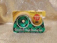Vintage Scotch Brand Magic Mending Tape Metal Dispenser 3M Green Plaid 104