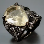 Handmade 12 ct+ Natural Lemon Quartz Ring 925 Sterling Silver Size 7 /R446115