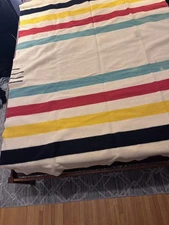 Vintage Hudson’s Bay 3.5 Point Striped Wool Blanket 58"x80" Made in England