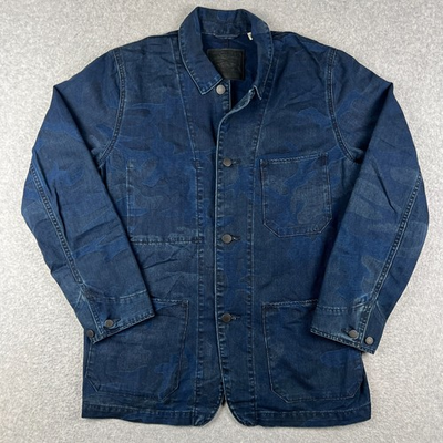 #ad Levis Engineer#x27;s Chore Coat Camo Denim Jacket Button Large Mens Blue $99.95