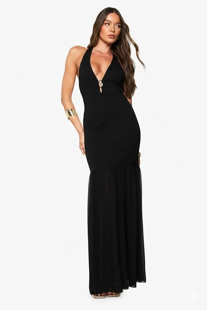 bebe silk halter dress Alicia Satin Halter Maxi Dress main image 1