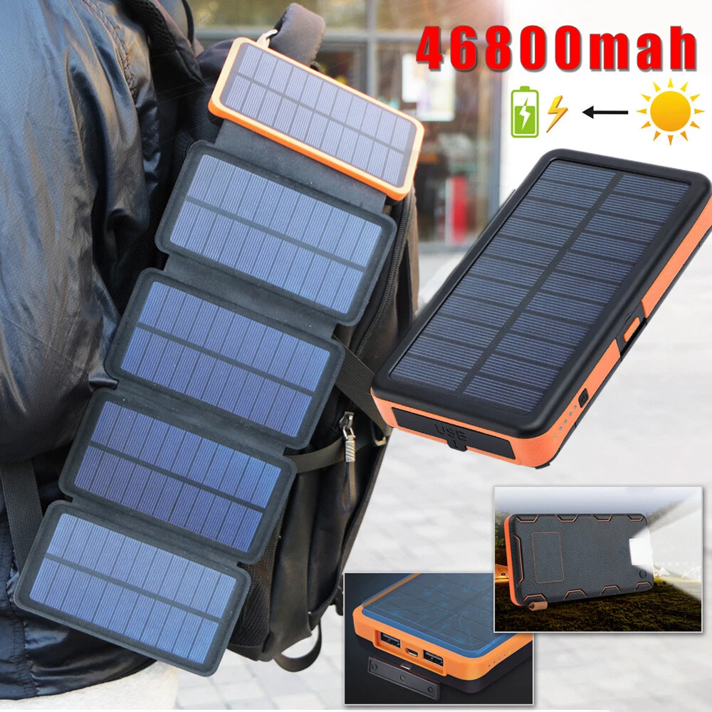 46800mAh Solar Power Bank Folding 6 Solar Panel Portable Charger For Cell Phone image 1