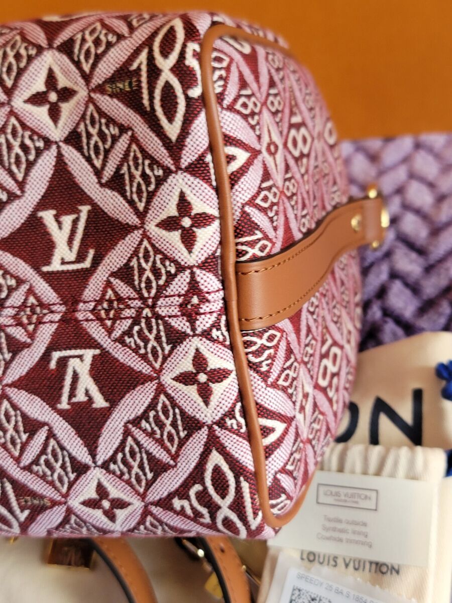 Louis Vuitton Speedy 25 Burgundy Jacquard Bag Giant Monogram Louis Vuitton Speedy 25 Burgundy Jacquard Bag Giant Monogram