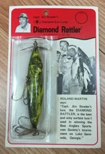 Vintage Diamond Rattler Jim Strader Fishing Lure 3 3/4" Inch Large Green **NOS*