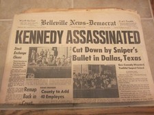 Belleville News Democrat Newspaper November 22 1963 Kennedy Assassinated