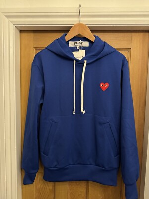 Comme Des Garçons Garcons CDG Play Mens Blue Hoodie Sweatshirt Size Medium  Japan UK