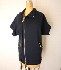 Elisabetta Franchi Asymmetric Zip Sweatshirt Womens 40 Blue Mock Short Sleeve
