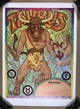 Taurus Vintage Astrology Poster Zodiac Signs 1976 Pro Arts Feret 1970’s Pinup