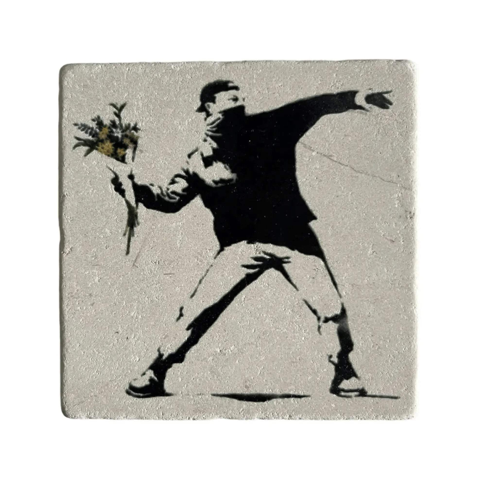 Tableau Banksy Flower Thrower reproduction sur toile de rue deco salon 60x90cm