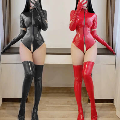 Latex Catsuit Overall – Glänzender PVC/Leder-Look Mit Hohen Strümpfen Für Partys & Club