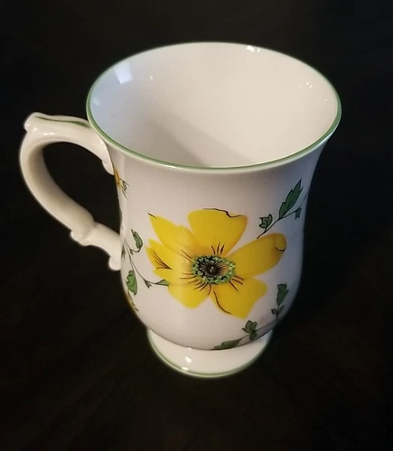 Royal Victoria Fine Bone China Yellow Flower Teacup, Dogwood Roses (3)