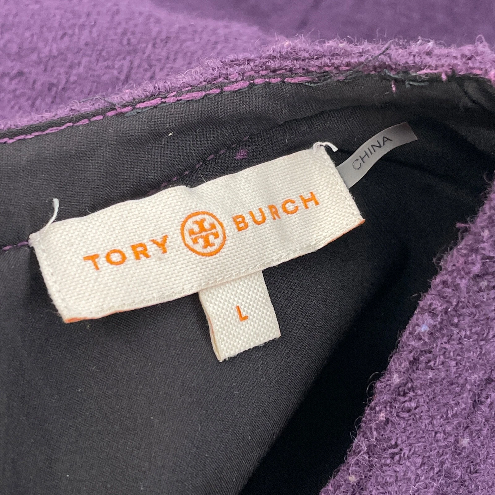 Abito Tory Burch taglia L Jada impreziosito gioielli libellula lana cambio prugna