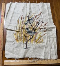 Vtg Bucilla Creative Needlecraft Kit Crewel Embroidery Meadow Birds finished