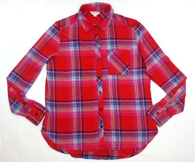Orvis Flannel Shirt Womens Small Red Plaid Button Up Outdoor Cowgirl Western Top